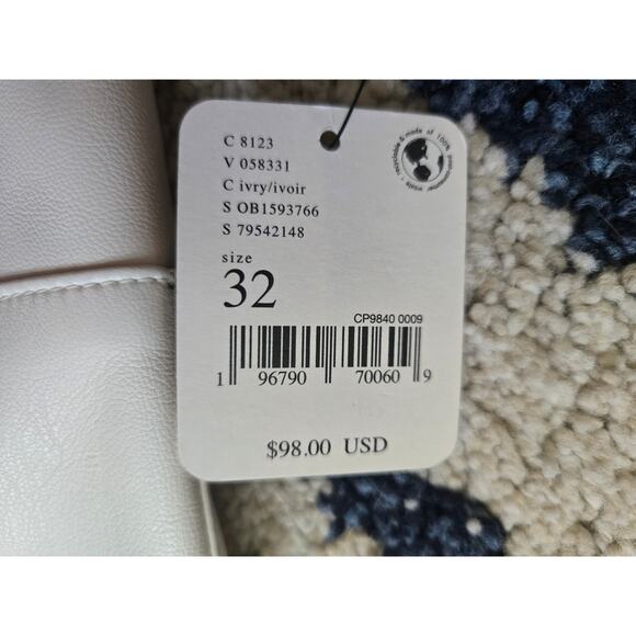 Free People Faux Leather Flare Pants Size 32 NWT Off-white - Picture 9 of 13